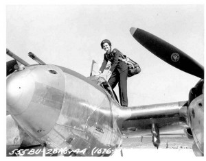 Ruth Dailey on top of the P38
