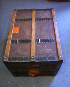 Clara Barton's trunk bed, collapsed into it's trunk form