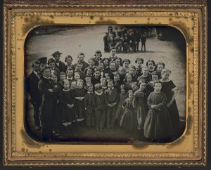 1850s school children and their teacher, Courtesy of the LOC