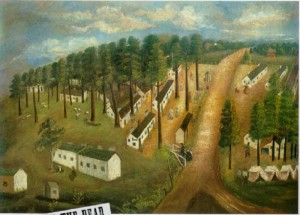 Painting of Howards Grove Hospital in Richmond, VA by an unknown Confederate soldier, Courtesy of Family Search