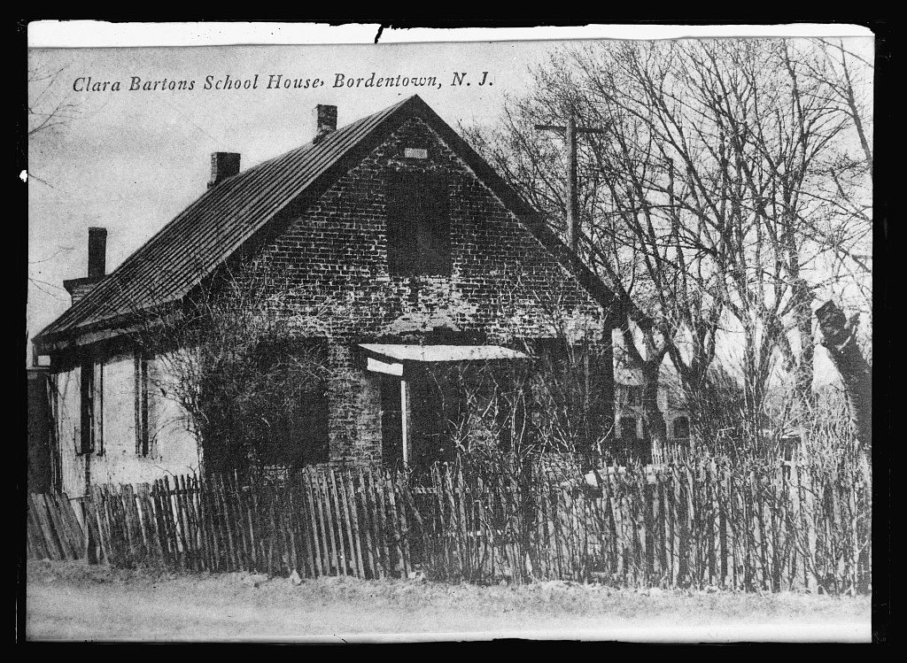 Clara Barton's school house in Bordentown, NJ c 1919. Courtesy of the Library of Congress