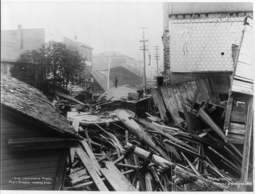Main street in Johnstown after the 1889 flood. Courtesy of the Library of Congress