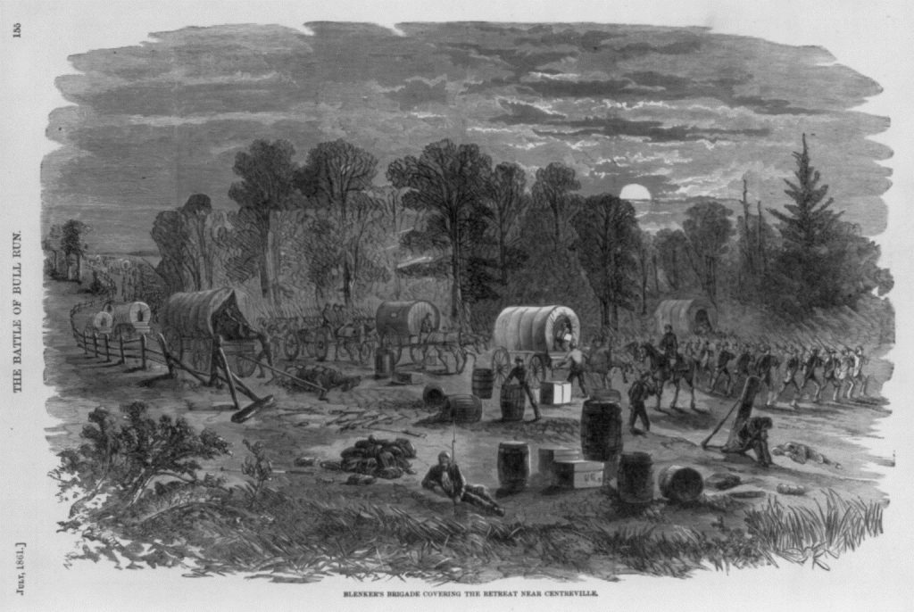 Newspaper image of the retreat from Bull Run. Courtesy of the Library of Congress
